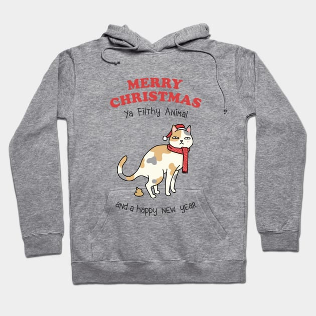 Merry Christmas Ya Filthy Animal Calico Cat Hoodie by Takeda_Art